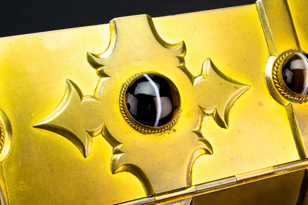 Gilded Brass & Agate Gothic Revival Box, English 1860s