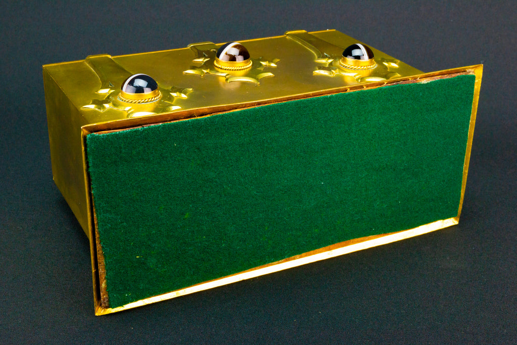 Gilded Brass & Agate Gothic Revival Box, English 1860s