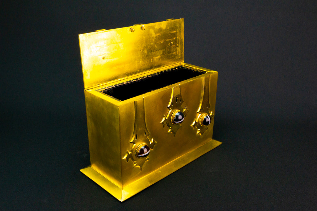 Gilded Brass & Agate Gothic Revival Box, English 1860s