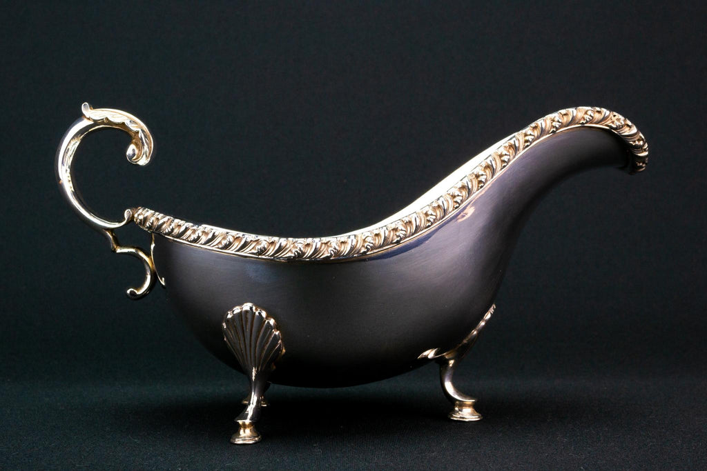 Large  Silver Plated Gravy Boat, English Early 1900s