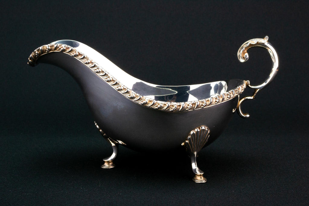 Large  Silver Plated Gravy Boat, English Early 1900s