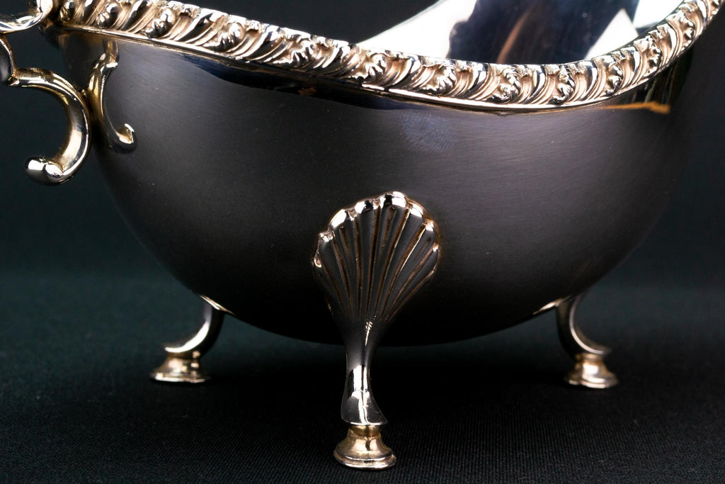 Large  Silver Plated Gravy Boat, English Early 1900s
