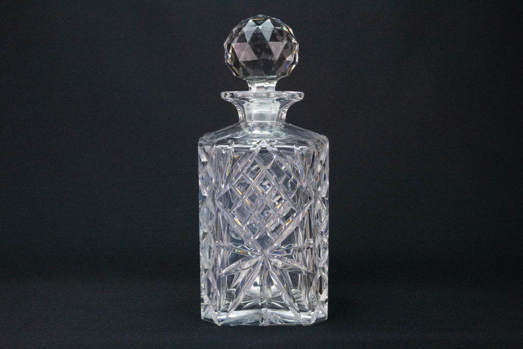 Cut Glass Square Whisky Decanter