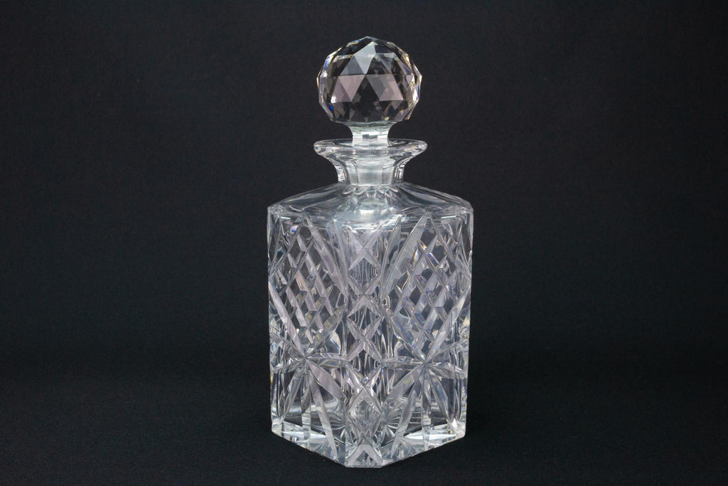 Cut Glass Square Whisky Decanter