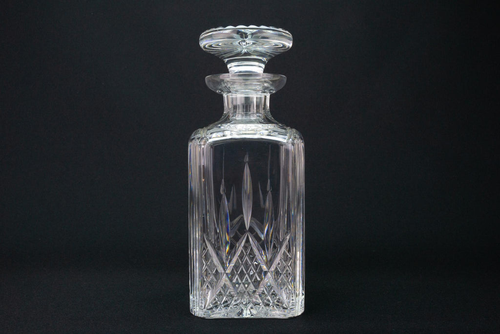 Heavy Square Cut Glass Whisky Decanter