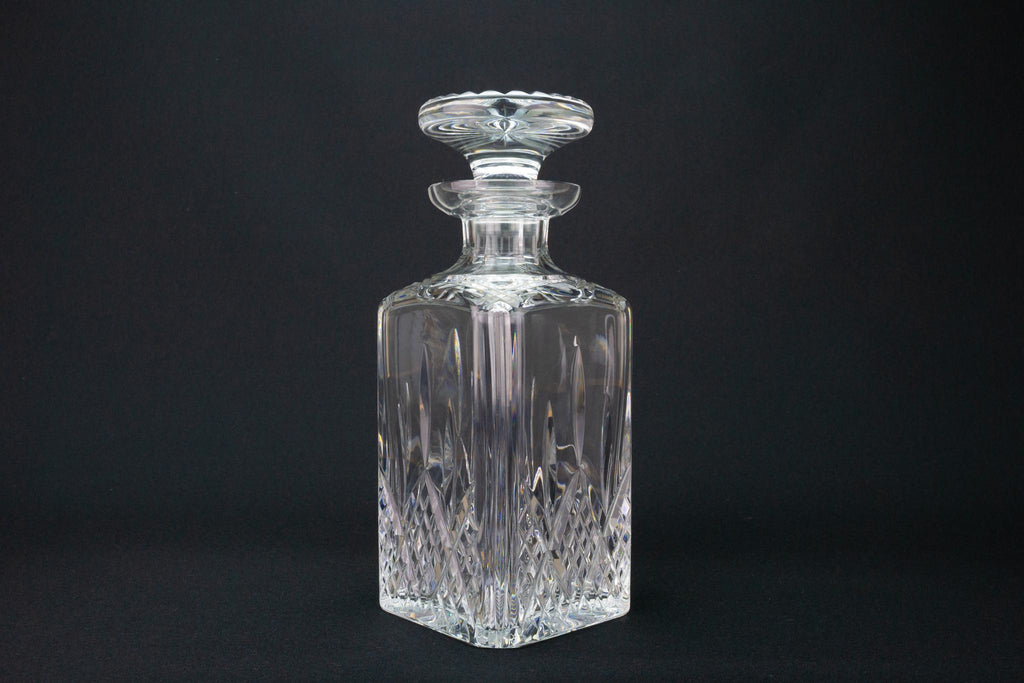 Heavy Square Cut Glass Whisky Decanter