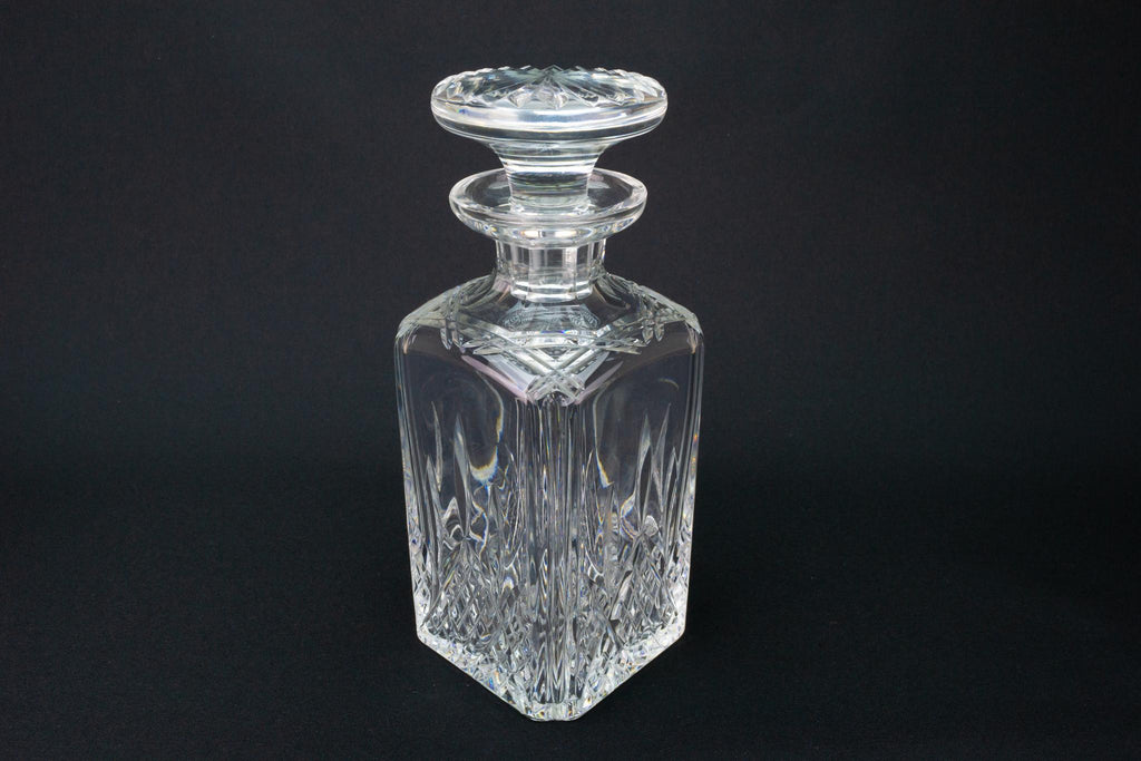 Heavy Square Cut Glass Whisky Decanter