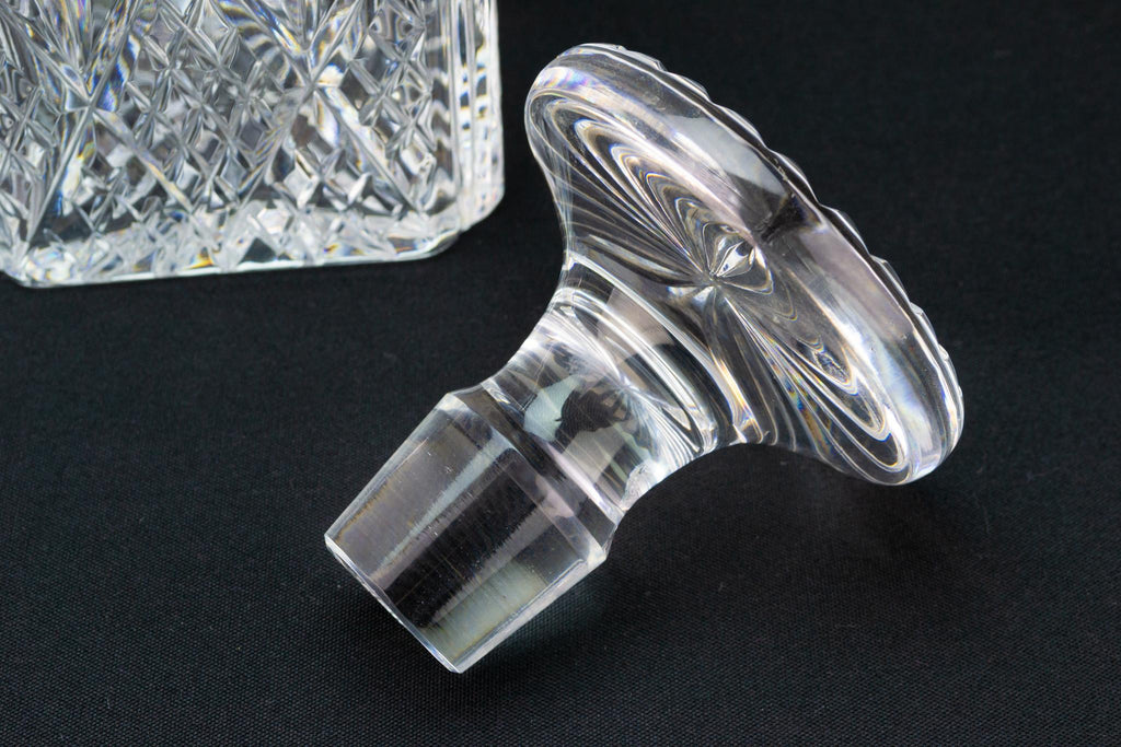 Heavy Square Cut Glass Whisky Decanter