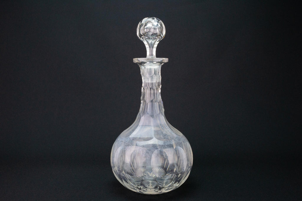 Large Wine Decanter in Cut Glass, English 19th Century