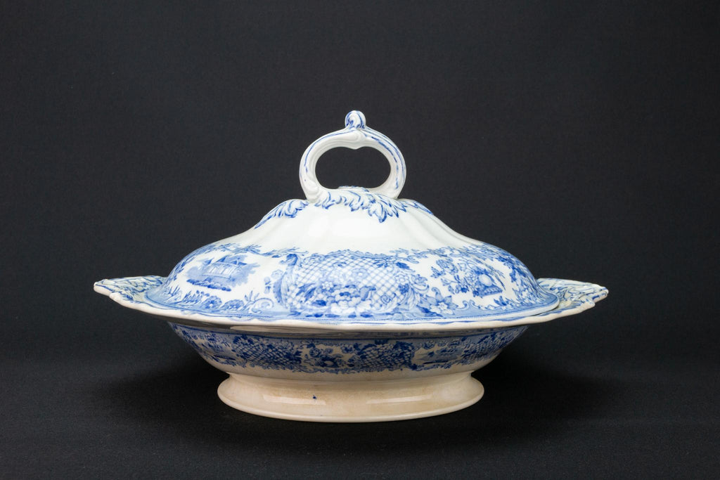 Blue & White Serving Bowl and Lid, Dutch 19th Century