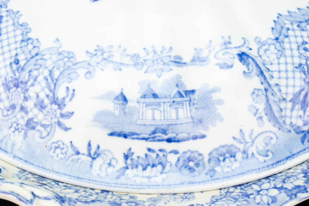 Blue & White Serving Bowl and Lid, Dutch 19th Century