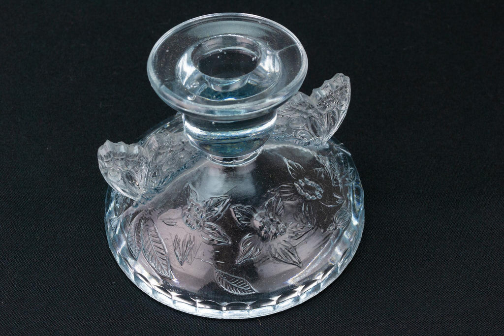Two Art Deco Glass Candlesticks, English 1930s