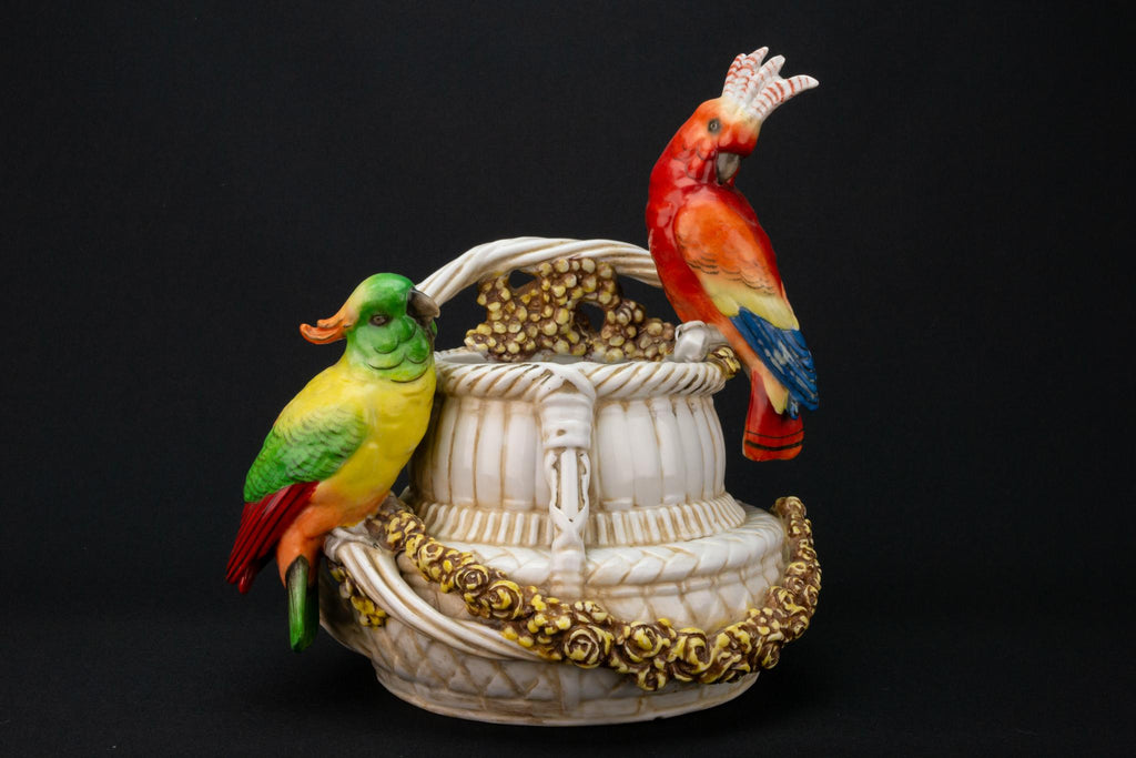 Parrots on a Basket Vase, German 19th Century