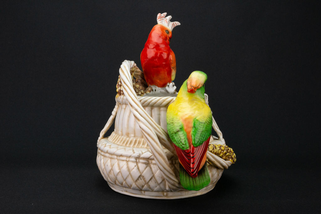 Parrots on a Basket Vase, German 19th Century