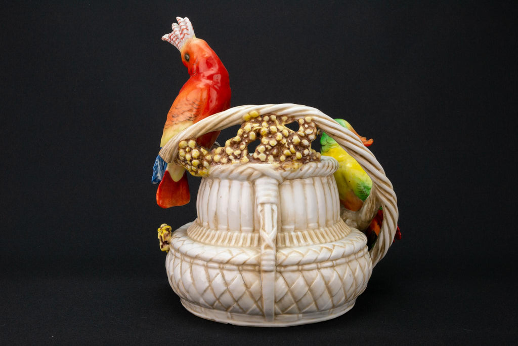 Parrots on a Basket Vase, German 19th Century