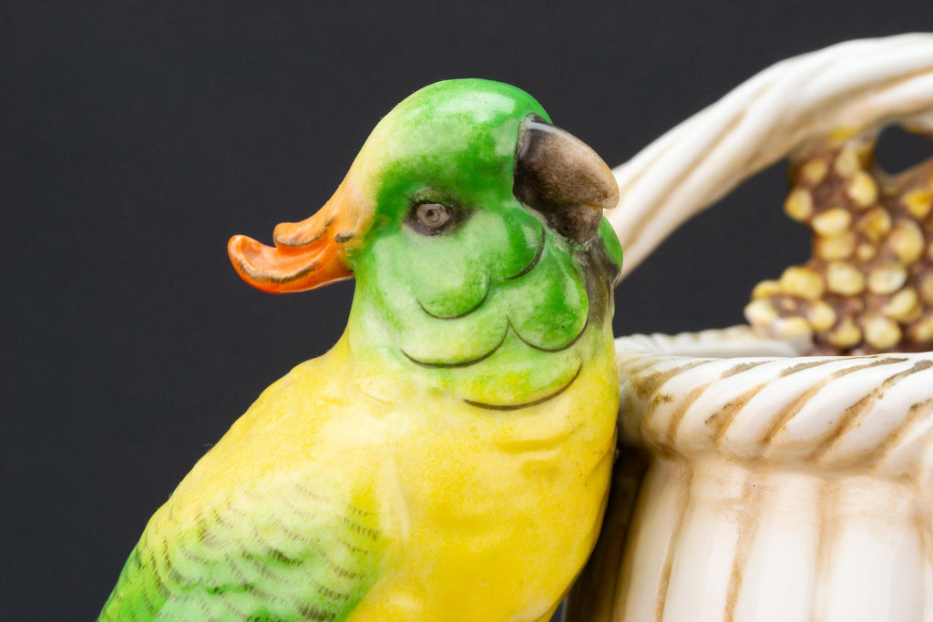 Parrots on a Basket Vase, German 19th Century