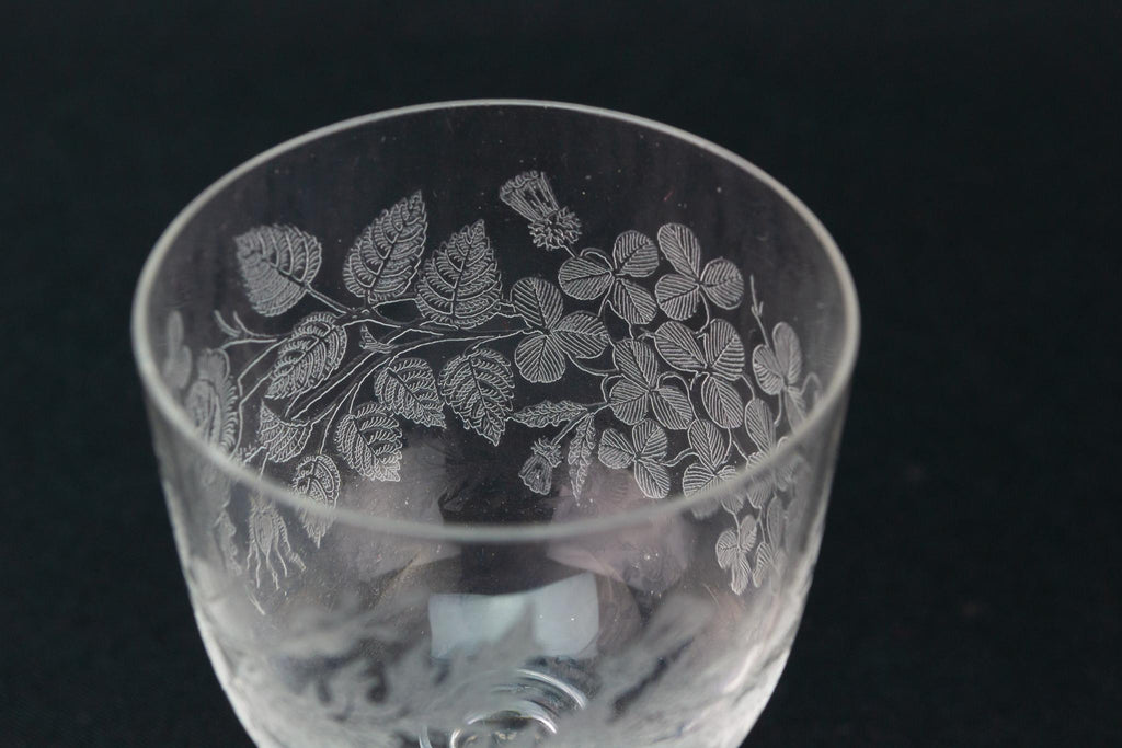 Two Rose Thistle and Shamrock Port Glasses