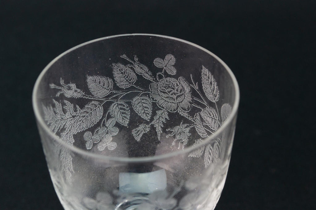 Two Rose Thistle and Shamrock Port Glasses