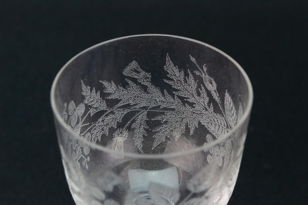 Two Rose Thistle and Shamrock Port Glasses