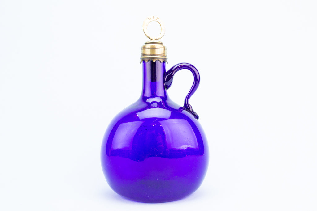 Gin Decanter in Blue Glass, English circa 1800