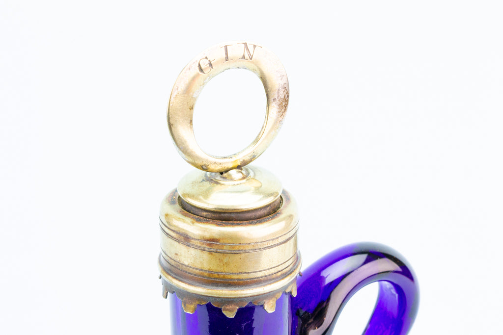 Gin Decanter in Blue Glass, English circa 1800