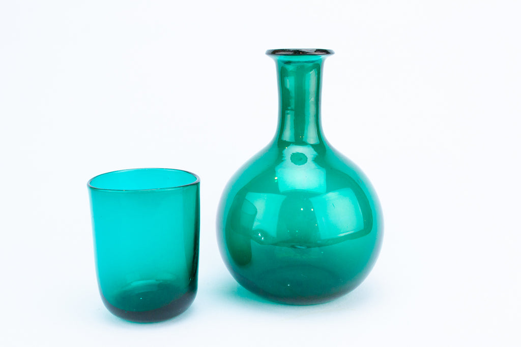 Green Glass Water Carafe, English 19th Century