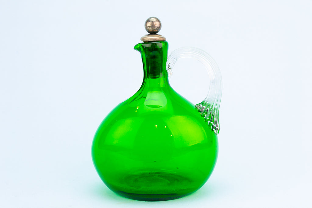 Green Glass Wine Decanter, English 19th Century