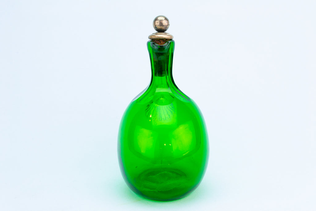 Green Glass Wine Decanter, English 19th Century