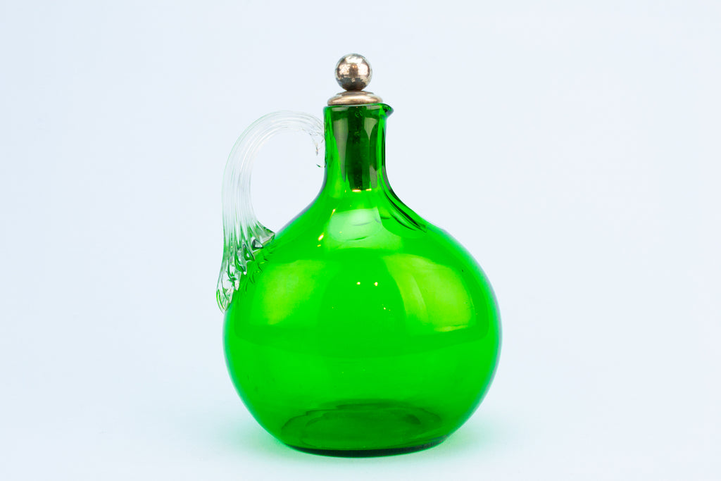 Green Glass Wine Decanter, English 19th Century