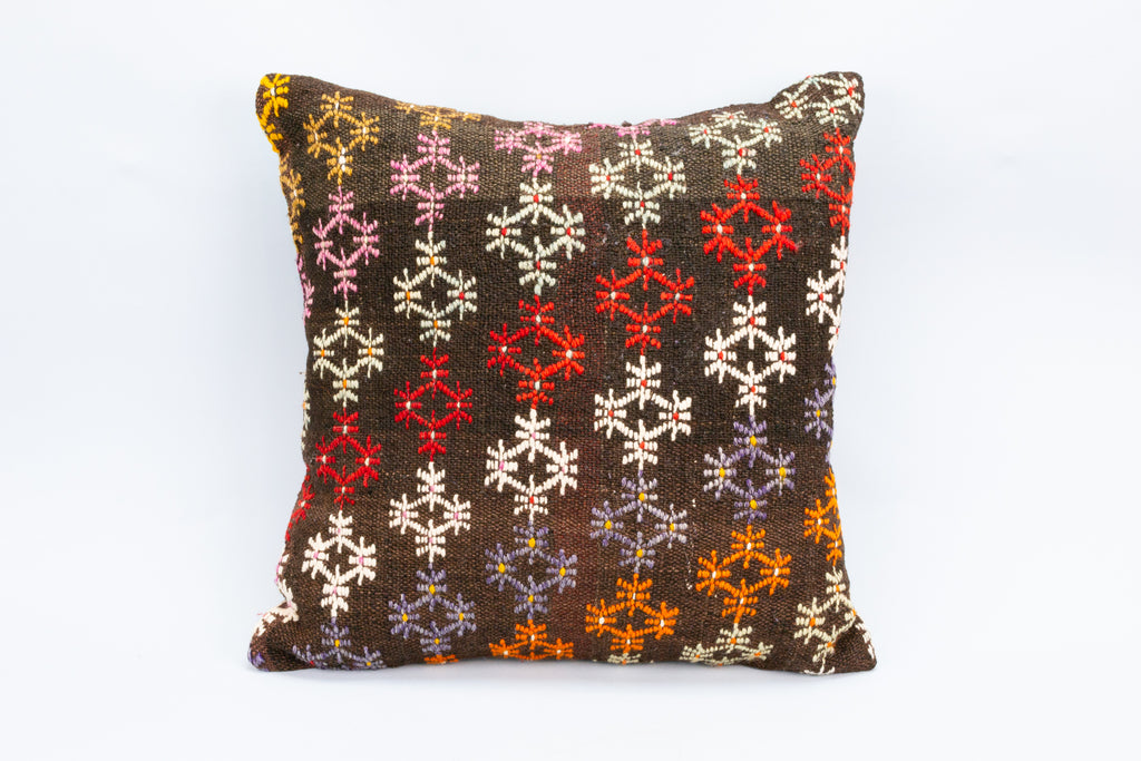 Brown Vintage Kilim Rug Cushion