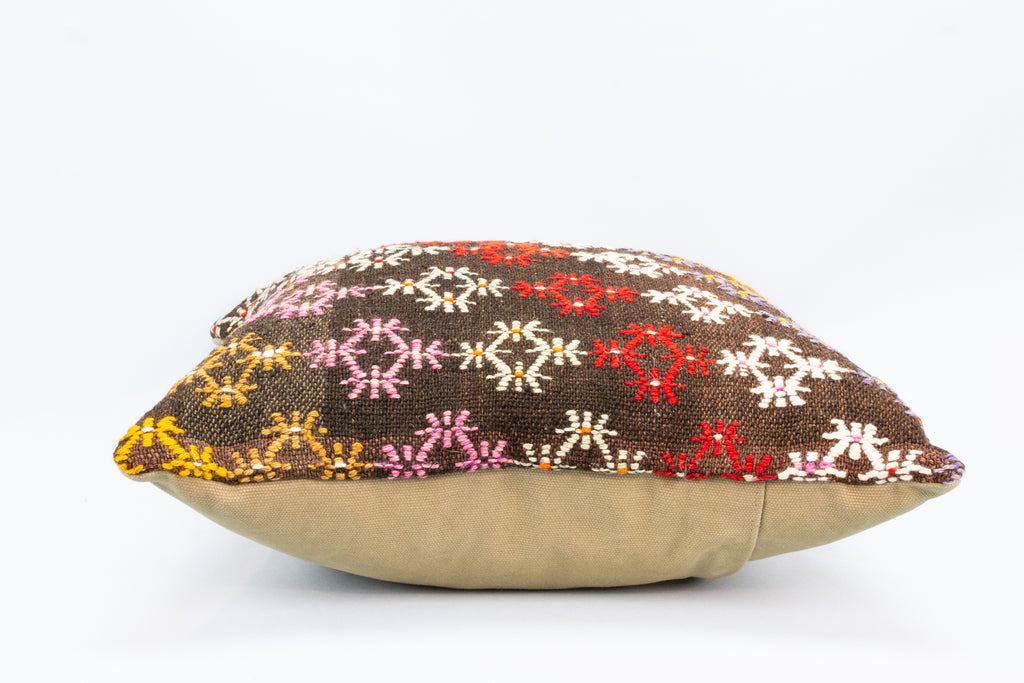 Brown Vintage Kilim Rug Cushion
