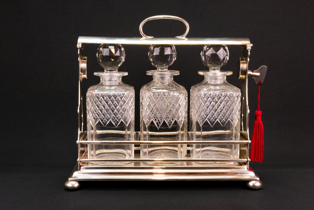 3 Decanters Tantalus, English 19th Century