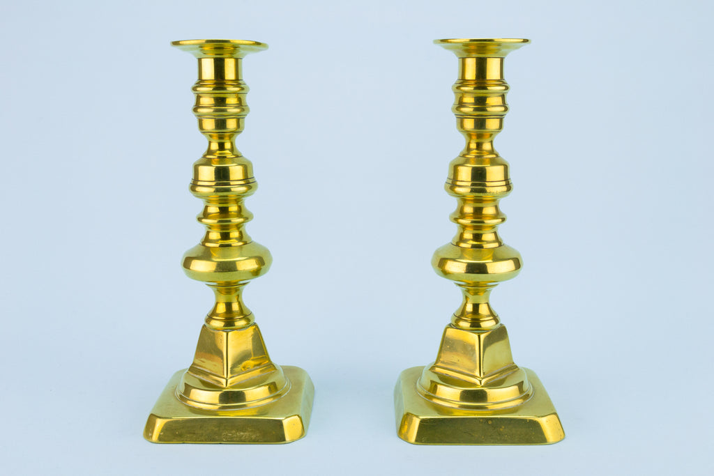 2 brass medium candlesticks