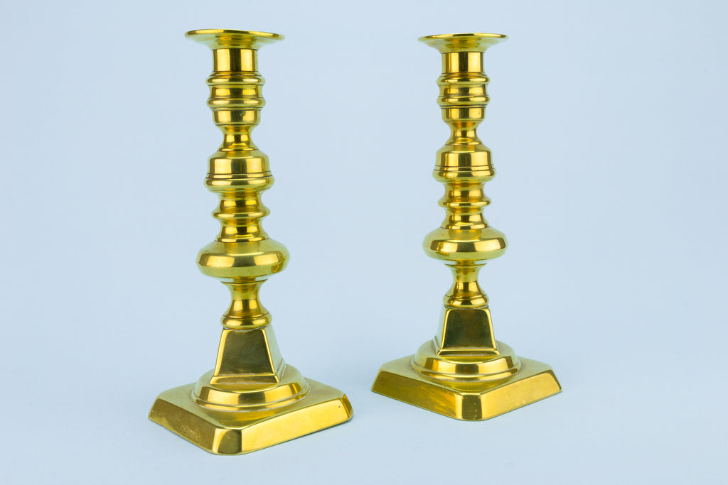 2 brass medium candlesticks