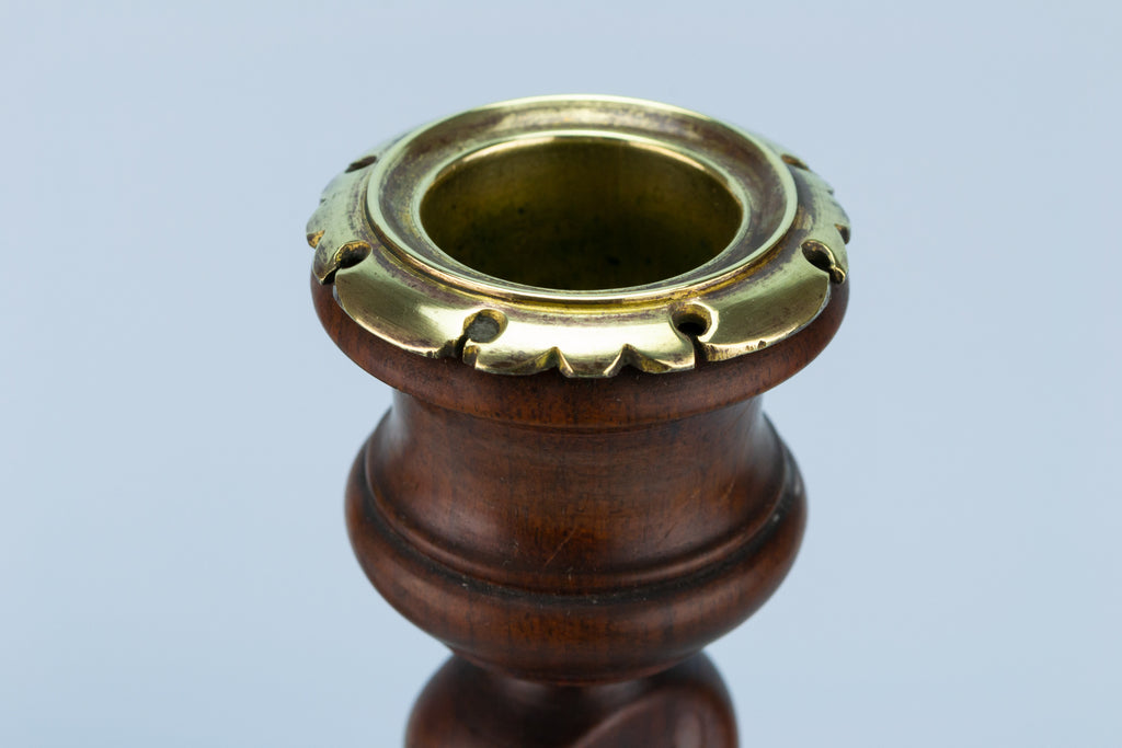 2 Walnut Arts & Crafts Candlestick, English 1880s