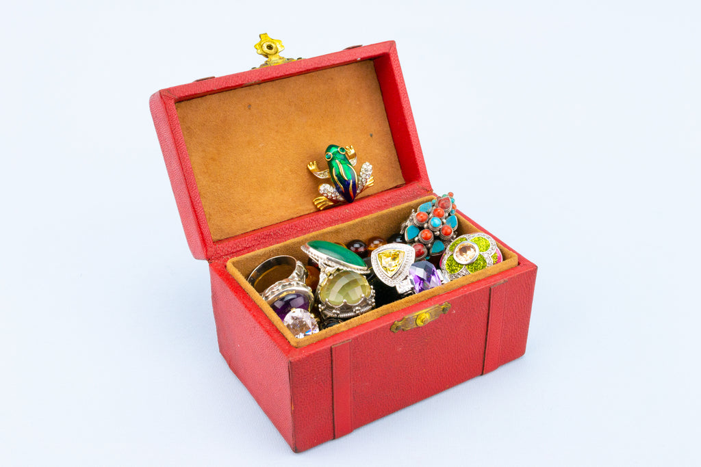Red Leather Jewellery Box, French 1950s