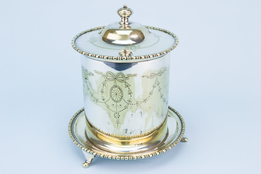 Silver plated metal jar
