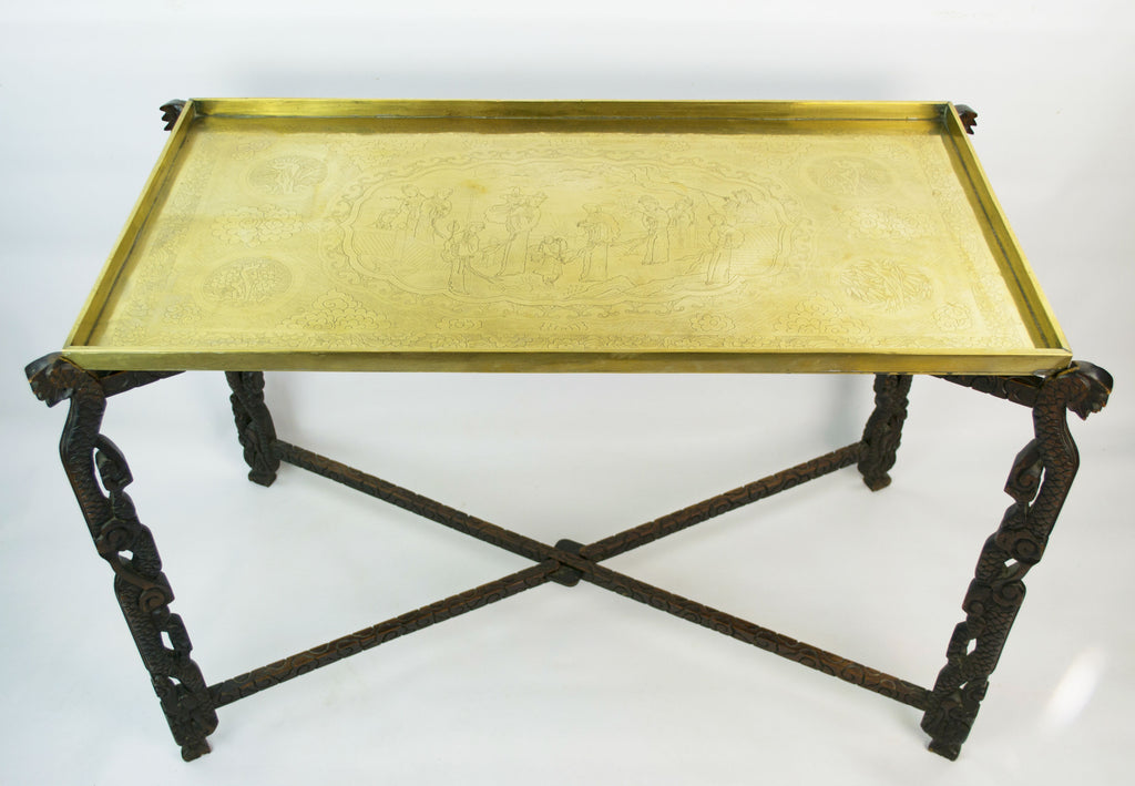 Folding brass dragon table, 19th C by Lavish Shoestring