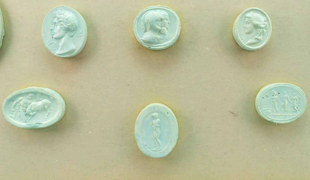 Grand Tour Plaster Cameos Framed, Italian 19th Century