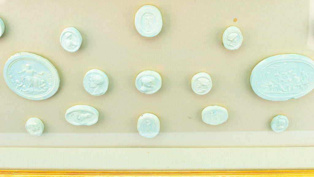 Grand Tour Plaster Cameos Framed, Italian 19th Century