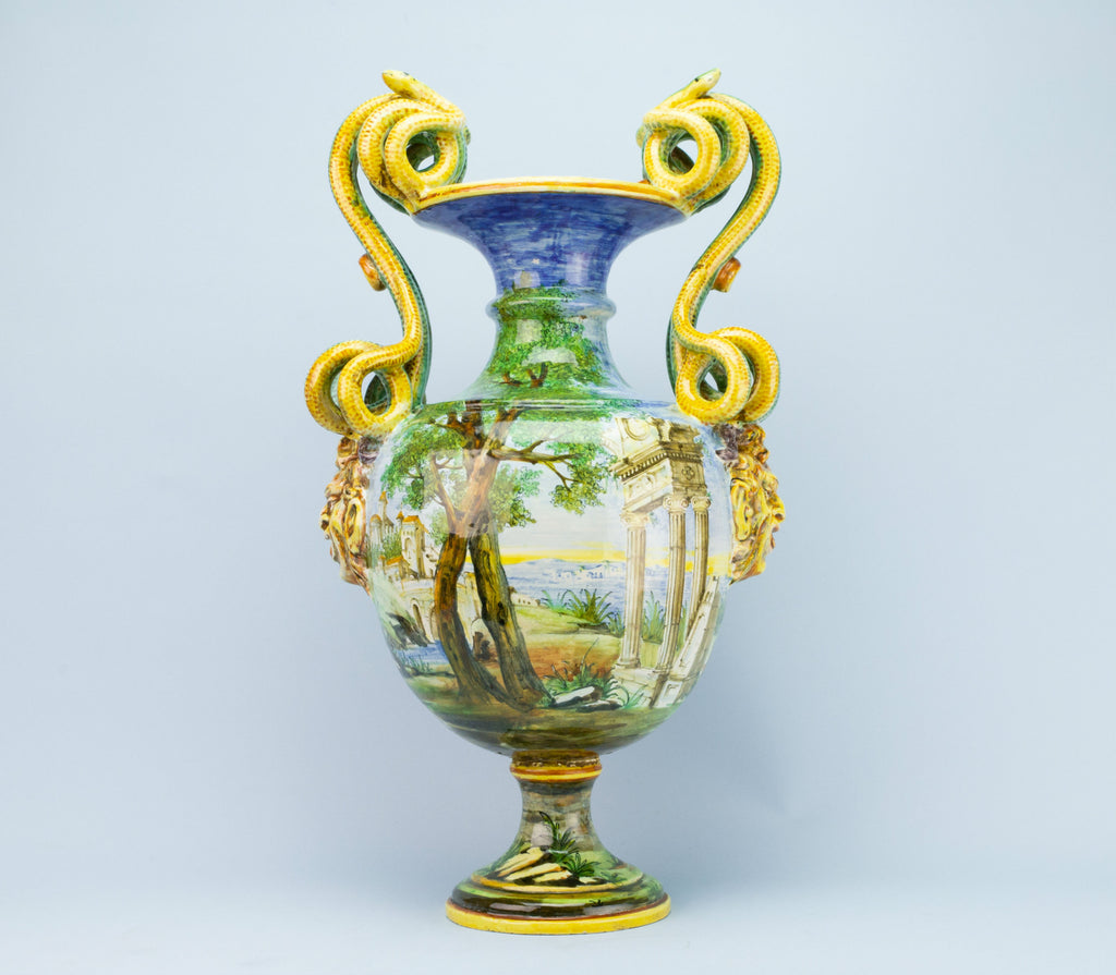 Pair of Italian Maiolica Vases by Minghetti