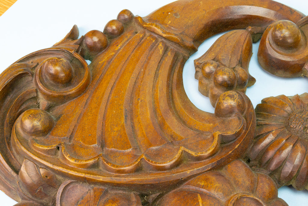 Large Carved Wood Cornucopia Panel