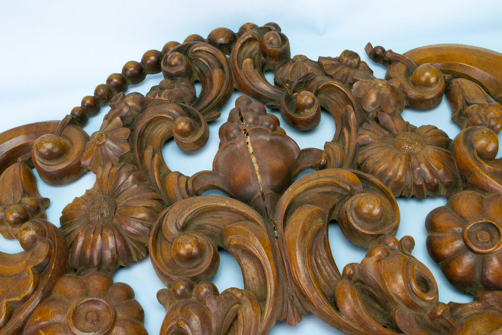 Large Carved Wood Cornucopia Panel