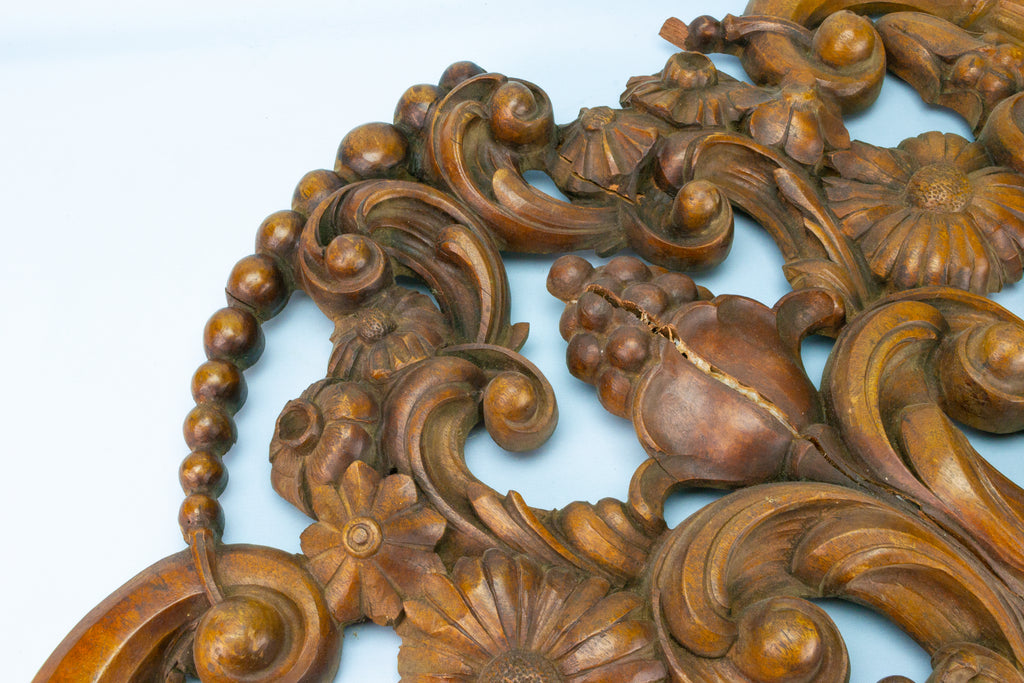 Large Carved Wood Cornucopia Panel