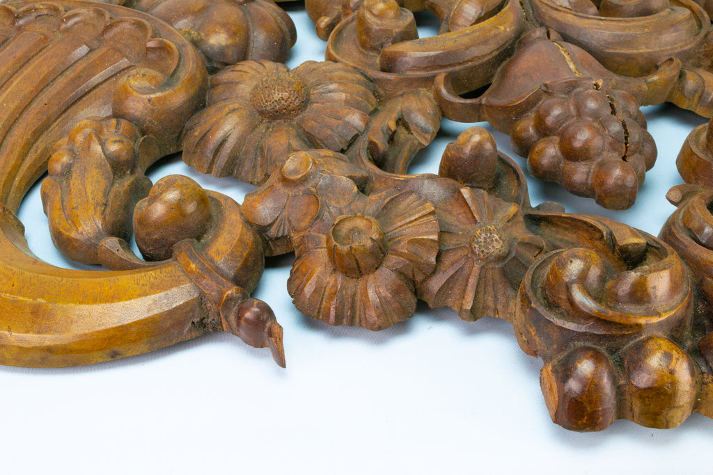 Large Carved Wood Cornucopia Panel