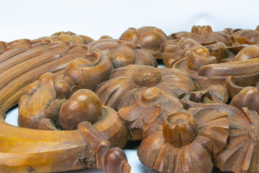 Large Carved Wood Cornucopia Panel