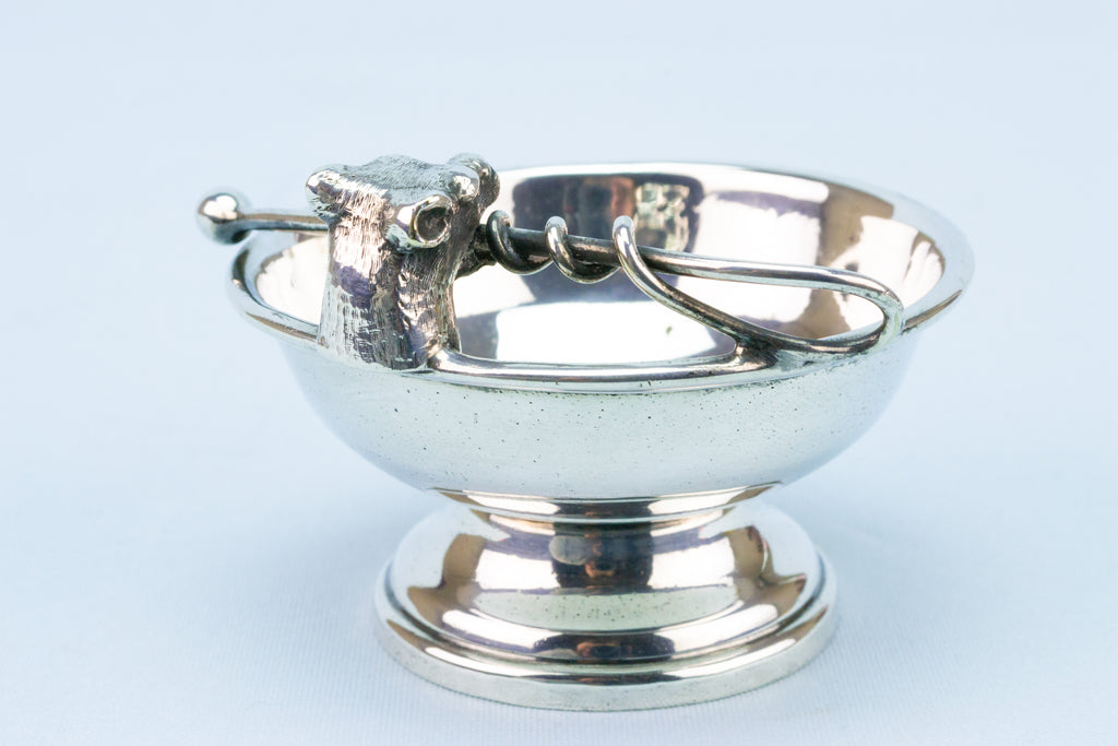 Art Deco Cufflinks Bowl Dog Holding a Whip