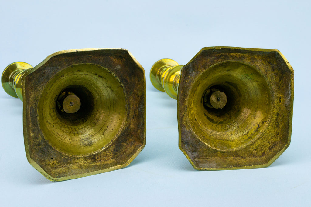 Tall Brass Candlesticks English 19th Century