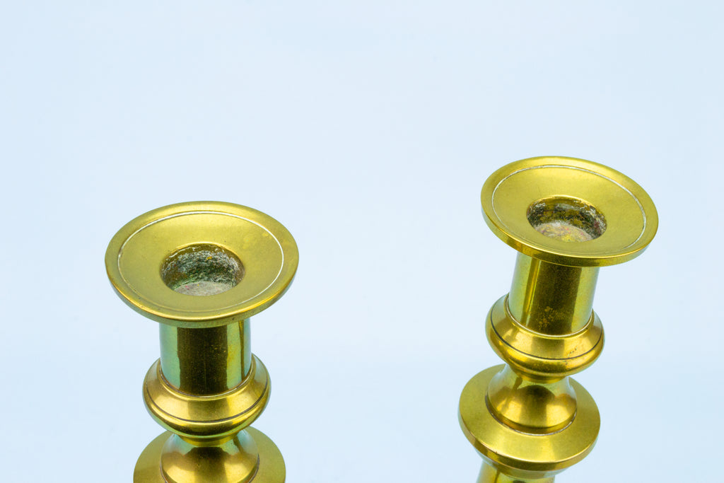 Tall Brass Candlesticks English 19th Century