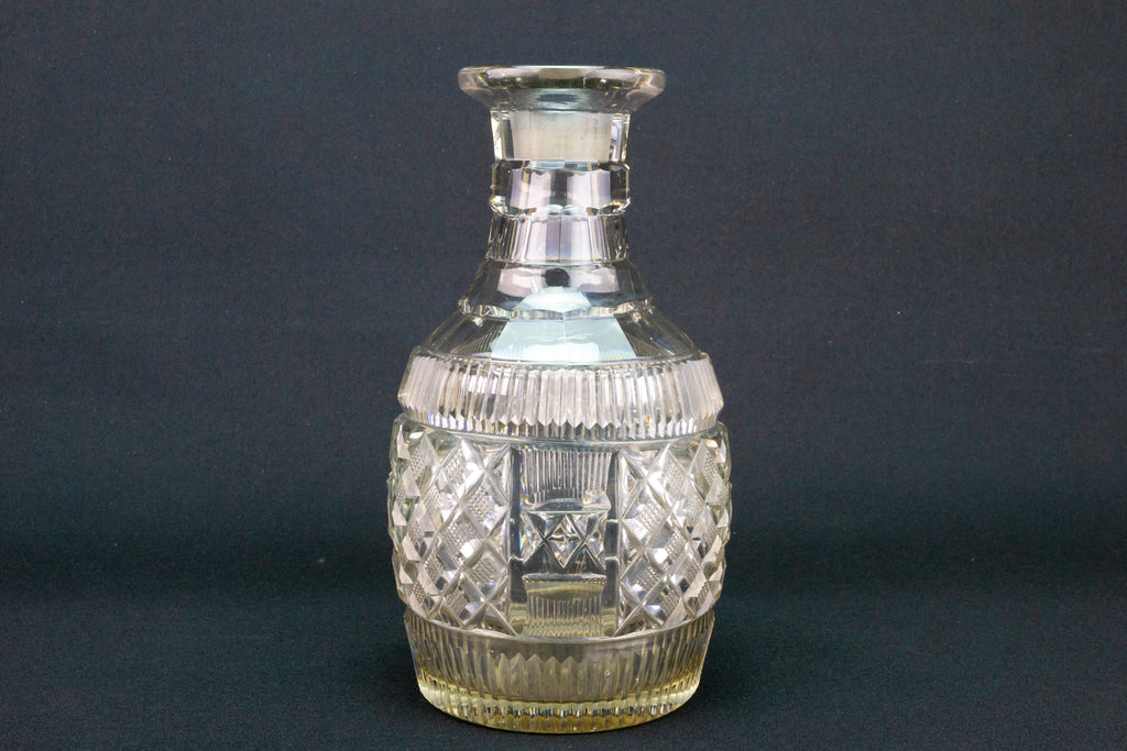 Cut Glass Carafe Antique English 19th Century